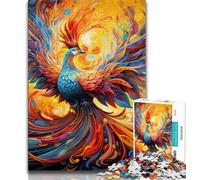 Psychedelic Phoenix Bird Jigsaw Puzzles for Adults 1000 Pieces,Challenging To Complete But Fun And Humorous with Matching Poster And Trivia Sheet 50x75cm