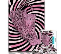 Psychedelic Pink Leopard Adult Jigsaws 1000 Pieces Difficult,Family Game Stress Reliever Difficult Challenge Great Gifts And Toys 38x26cm