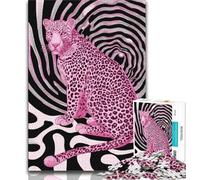 Psychedelic Pink Leopard Adult Jigsaws 2000 Piece,Challenging To Complete But Fun And Humorous with Matching Poster And Trivia Sheet 70x100cm