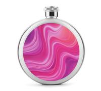 Psychedelic Pink Stainless Steel Hip Flask for Liquor, Round Pocket Portable Wine Flask for Drink 5 Oz