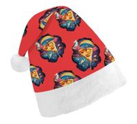 Psychedelic Pizza Planet Rainbow Cat Christmas Hats Accessories Red Xmas Pattern Fancy Dress With Fur