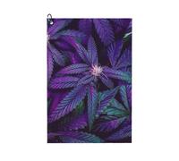 (Psychedelic Purple Cannabis Marijuana Weed Pot Leaves_6368) Golf Towel Funny Printed Cristmas Gift for Men Women Husband Dad Mom Birthday Golfers Fan