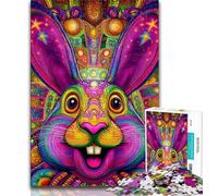 Psychedelic Rabbit Adult Jigsaws 1000 Pieces Difficult,Learning Educational Toys Family Games Gifts for Friends And Family 38x52cm