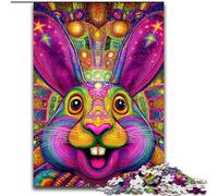 Psychedelic Rabbit Jigsaw Puzzles for Adults 1000 Pieces, Fun Games Every Piece Is Unique - Challenging Family Fun Game (50x75cm)