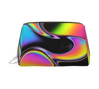 Psychedelic Rainbow Print Chic Travel Makeup Bag, Cute Cosmetic Pouch for Women for Purse and On-the-Go Use