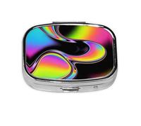 Psychedelic Rainbow Print Pill Box, Compact Pill Organizer with Full-Print Design for Travel and Daily Use