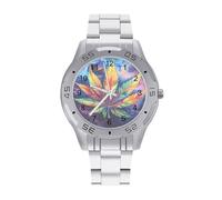 Psychedelic Rainbow Weed Business Stainless Watch Fashion Designer Wristwatch Easy Reader Analog Watches Gifts for Men