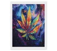 Psychedelic Rainbow Weed Diamond Art Painting Kits for Adults Beginner DIY Square Rhinestones 5D Picture Shining Full Drill Paintings Home Decor Gifts