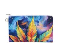 Psychedelic Rainbow Weed Funny Coin Purse Portable Zipper Change Multifunctional Pouch Bag Gift for Men Women