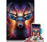 Psychedelic Reindeer 1000 Piece Jigsaw Puzzle for Adults Teens,Staycation Kill Time Every Piece Is Unique - Challenging Family Fun Game (38x26cm)