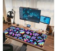 Psychedelic Revel Mushroom Mouse Pad Extended Large Gaming Mousepad XL Big Long Oversized Desk Mat Stitched Edges 31.5 X 11.8 Inch for Home Office