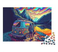 Psychedelic Road Trip 1000-Piece Puzzle for Adults, 38x26cm/1000pcs, for A Quiet Evening Project at Home; White Cardboard for Cleaner Sorting
