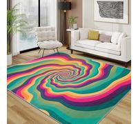 Psychedelic Rug - Colourful Spiral Swirl Small Rugs for Bedroom 40x60, Trippy modern artistic Floor Mat Soft Washable Non Slip Indoor Mats, Psychedelic Home Decor