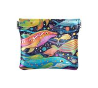 Psychedelic Sea Animals Women's Small Leather Change Purse Waterproof Change Wallet for Women