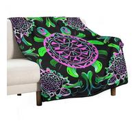 Psychedelic Sea Turtle Blanket, Soft Flannel Fleece Blankets Quick-Dry, Lightweight Throw Blanket for Couch, Bed, Office & Travel, Ideal Gift for Family & Friends, 70"x80"