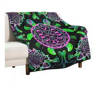 Psychedelic Sea Turtle Blanket, Soft Flannel Fleece Blankets Quick-Dry, Lightweight Throw Blanket for Couch, Bed, Office & Travel, Ideal Gift for Family & Friends, 50"x60"