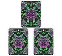 Psychedelic Sea Turtle Car Air Freshener, 3 Pcs Square Hanging Air Freshener Cards, Long Lasting Fragrance Scented Cards for Car, Home, Office Gray-style