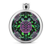 Psychedelic Sea Turtle Flasks for Liquor, 5oz Stainless Steel Flask Leakproof Portable Whiskey Flask for Outdoor, Camping, Travel, Gifts