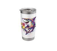 Psychedelic Shark Cocktail Tropical Beach Art Shark Stainless Steel Insulated Tumbler