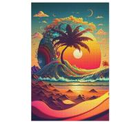 Psychedelic Shoreline Wooden Jigsaw Puzzles for Adults 1000 Piece Puzzle for Kids & Teens, Fun Educational Games for Family Game Night （78×53cm）