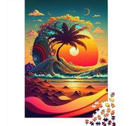Psychedelic Shoreline Wooden Puzzles 1000 Piece Jigsaw Puzzles for Adults Educational Game Challenge Toy Christmas Eve Gifts 1000pcs (75x50cm)