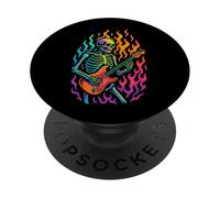 Psychedelic Skeleton Guitar Player Rock Music PopSockets Adhesive PopGrip
