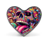 Psychedelic Skull Heart Lapel Pins for Men Women Metal Badge Brooch Accessories Party Favors, Hat Suit Decorations Enamel Lapel Pins Aluminum Alloy 1inch
