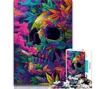Psychedelic Skull Jigsaw Puzzles for Adults 1000 Piece,Challenging Game Toys Every Piece Is Unique - Challenging Family Fun Game 38x26cm