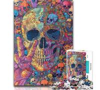Psychedelic Skull Jigsaw Puzzles for Adults 1000 Piece,Toys Educational Games Stress Relieving Suitable for Desktop Decoration 38x26cm