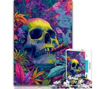 Psychedelic Skull Jigsaw Puzzles for Adults Teenagers Jigsaws Puzzle,Challenging Game And Family Play for Is Ideal As A Gift for The Whole Family 38x26cm