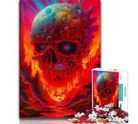 Psychedelic Skull Jigsaw Puzzles for Adults Teenagers Jigsaws Puzzle,Help The Brain Exercise Addictive Toys to Cultivate Patience A Work of Art (38x26cm)