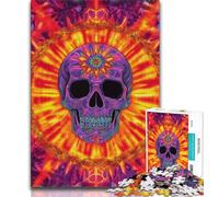 Psychedelic Skull Jigsaws Puzzles 1000 Pieces for Teenagers Gifts,Challenging Difficult Deal As Gifts for The Whole Family (50x75cm)