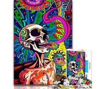 Psychedelic Skull Puzzles for Adults 1000 Pieces,Challenging To Complete But Fun And Humorous Educational Game for Birthday (75x50cm)
