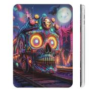 Psychedelic Skull Train Funny Tablet Cases Compatible with iPad Mini Series Pen Holder Clear Shockproof Protective Cover