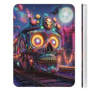 Psychedelic Skull Train Funny Tablet Cases Compatible with iPad Mini Series Pen Holder Clear Shockproof Protective Cover
