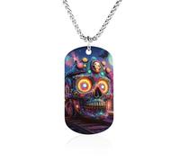 Psychedelic Skull Train Memory Necklace Jewelry Hip Hop Chain Pendant Statement Necklaces for Men Women 23.6in（60cm）