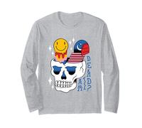 Psychedelic Skull with Mushrooms & Third Eye Art Long Sleeve T-Shirt