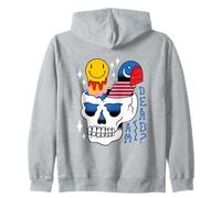 Psychedelic Skull with Mushrooms & Third Eye Art Zip Hoodie