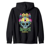 Psychedelic Skull with Mushrooms & Third Eye Art Zip Hoodie