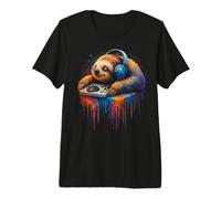 Psychedelic Sloth DJ Cute Rave Animal Music Gifts Premium T-Shirt