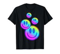 Psychedelic Smile Face 80s 90s Acid House Value Graphic T-Shirt, Men, Black, S