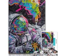 Psychedelic Smoke Astronaut 1000 Pieces Jigsaw Puzzles For Teens And Adults,Stress Reliever Difficult Challenge Enhance Love between Couples 38x26cm