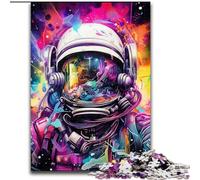 Psychedelic Smoke Astronaut Jigsaw Puzzles for Adults 1000, Educational Games DIY Toys with Matching Poster And Trivia Sheet for Age 14+ (50x75cm)