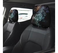 Psychedelic Smoke Car Seat Headrest Cover 2 PCS, Soft Stretchable Fabric Car Head Rest Protector Dustproof Removable Car Headrest Covers Universal Vehicle Accessories