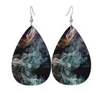 Psychedelic Smoke Earrings for Women Teardrop Dangle Earrings Boho Lightweight Unique Leather Earrings Fashion Pendant for Birthday Gift Fashion Jewelry