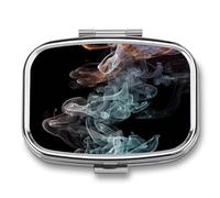 Psychedelic Smoke Pill Box 2 Compartment Decorative Metal Pill Case for Pocket Or Purse Travel Portable Medicine Box Pill Container Organizer for Vitamins Fish Oils Supplements