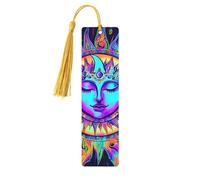 Psychedelic Space Neon Unique Double-Sided Artwork Printed Wooden Bookmarks, Artistic Book Accessories Birthday Presents for Men Women Presents for Book Lovers