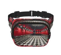 psychedelic space Square double - layer fanny pack with adjustable shoulder strap - travelling fanny pack - perfect for outdoor sports, Black, One Size