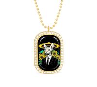 Psychedelic Sphynx Cat Alien Personalized Necklace Print Pattern Pendant With Chain Gifts For Women Men Golden-style-27
