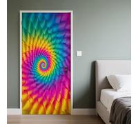 Psychedelic Spiral Door Stickers 95x215 cm 3D Rainbow Colors Door Murals Stickers Peel and Stick Pop Art Door Decals PVC Waterproof Removable Door Wall Poster for Home Decor